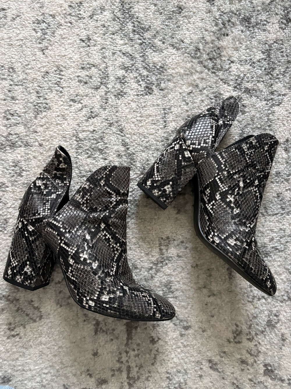Steve Madden Snake-Print Women's Block Heel Ankle Boots